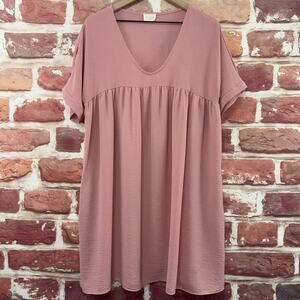 Line Up 143 Story Dress Women's Small Pink Casual Career Popover Short Sleeves